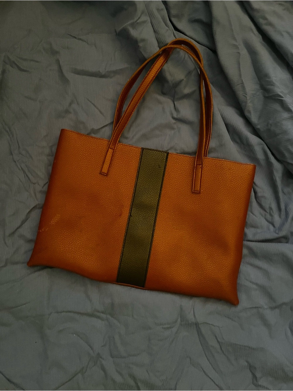Classic Tan Tote with Central black Stripe